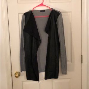 Faux Leather Cardigan